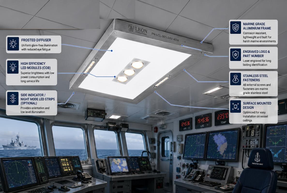 LED Ceiling Luminaire for Surface Vessels